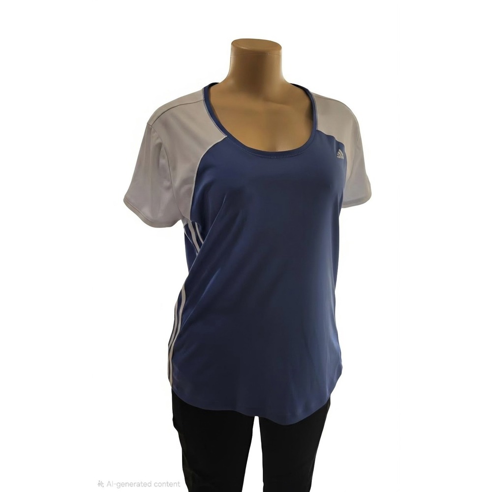 Adidas Climacool Women's Shirt Suze Large Periwinkle Side Stripes Workout